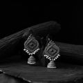 Black - saanjh bela mayur oxidised jhumka earrings
