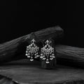 Black - saanjh bela mayura oxidised earrings - handcrafted