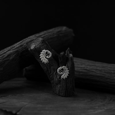 Black - saanjh bela mayuri oxidised earrings - handcrafted