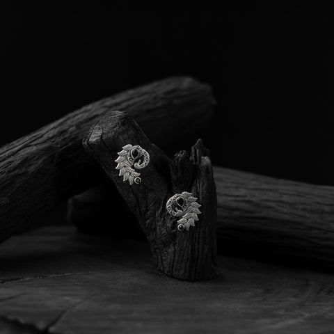 Black - saanjh bela mayuri oxidised earrings - handcrafted