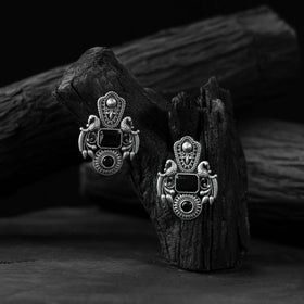 Black - saanjh bela mayuri oxidised earrings - handcrafted