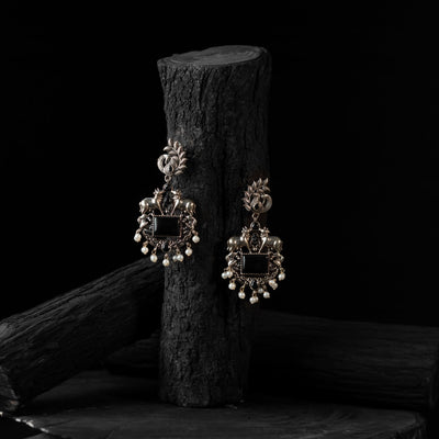 Black - saanjh bela nandi chandbali oxidised earrings