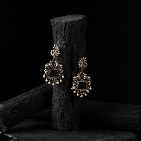 Black - saanjh bela nandi chandbali oxidised earrings