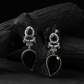 Black - saanjh bela nandi oxidised earrings - handcrafted