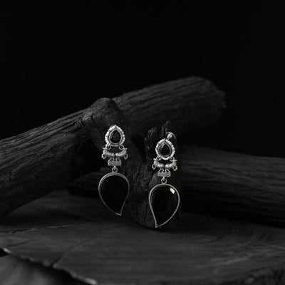 Black - saanjh bela nandi oxidised earrings - handcrafted