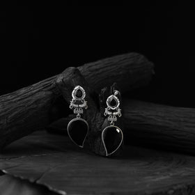 Black - saanjh bela nandi oxidised earrings - handcrafted