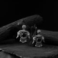 Black - saanjh bela parrot & bloom oxidised earrings