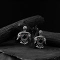 Black - saanjh bela parrot & bloom oxidised earrings