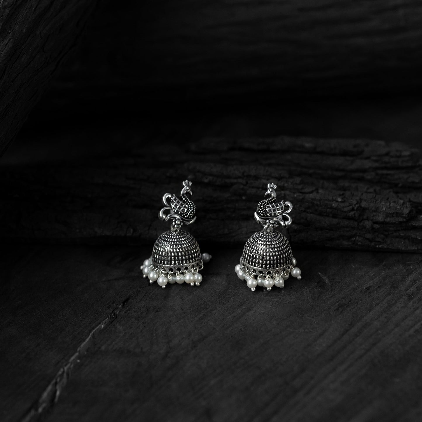 Black - saanjh bela peacock oxidised necklace set