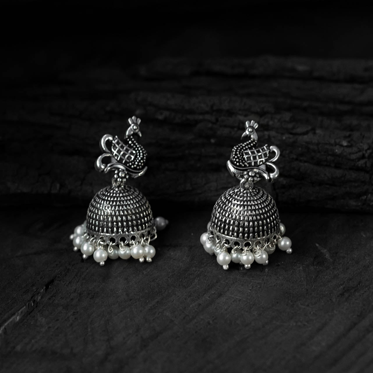 Black - saanjh bela peacock oxidised necklace set