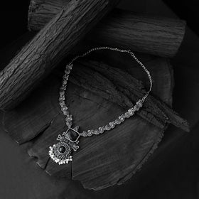 Black - saanjh bela peacock oxidised necklace set