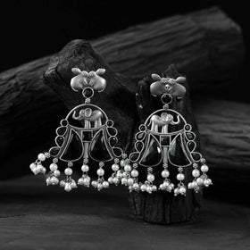 Black - saanjh bela rabbit & elephant oxidised earrings