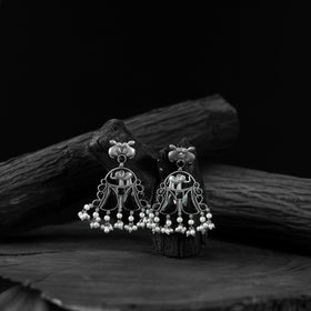 Black - saanjh bela rabbit & elephant oxidised earrings