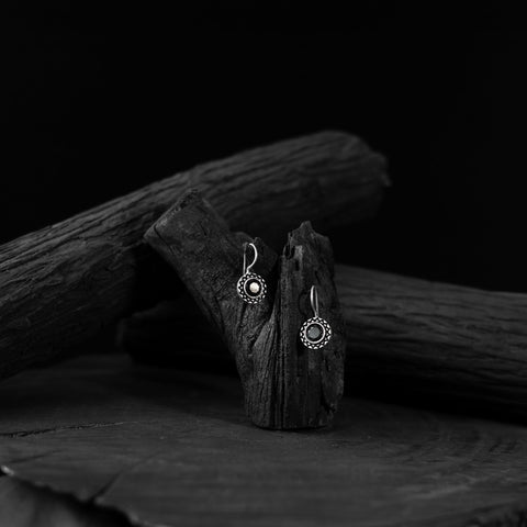 Black - saanjh bela sun oxidised drop earrings - handcrafted