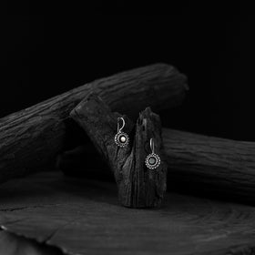 Black - saanjh bela sun oxidised drop earrings - handcrafted