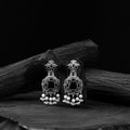 Black - saanjh bela swan oxidised earrings - handcrafted