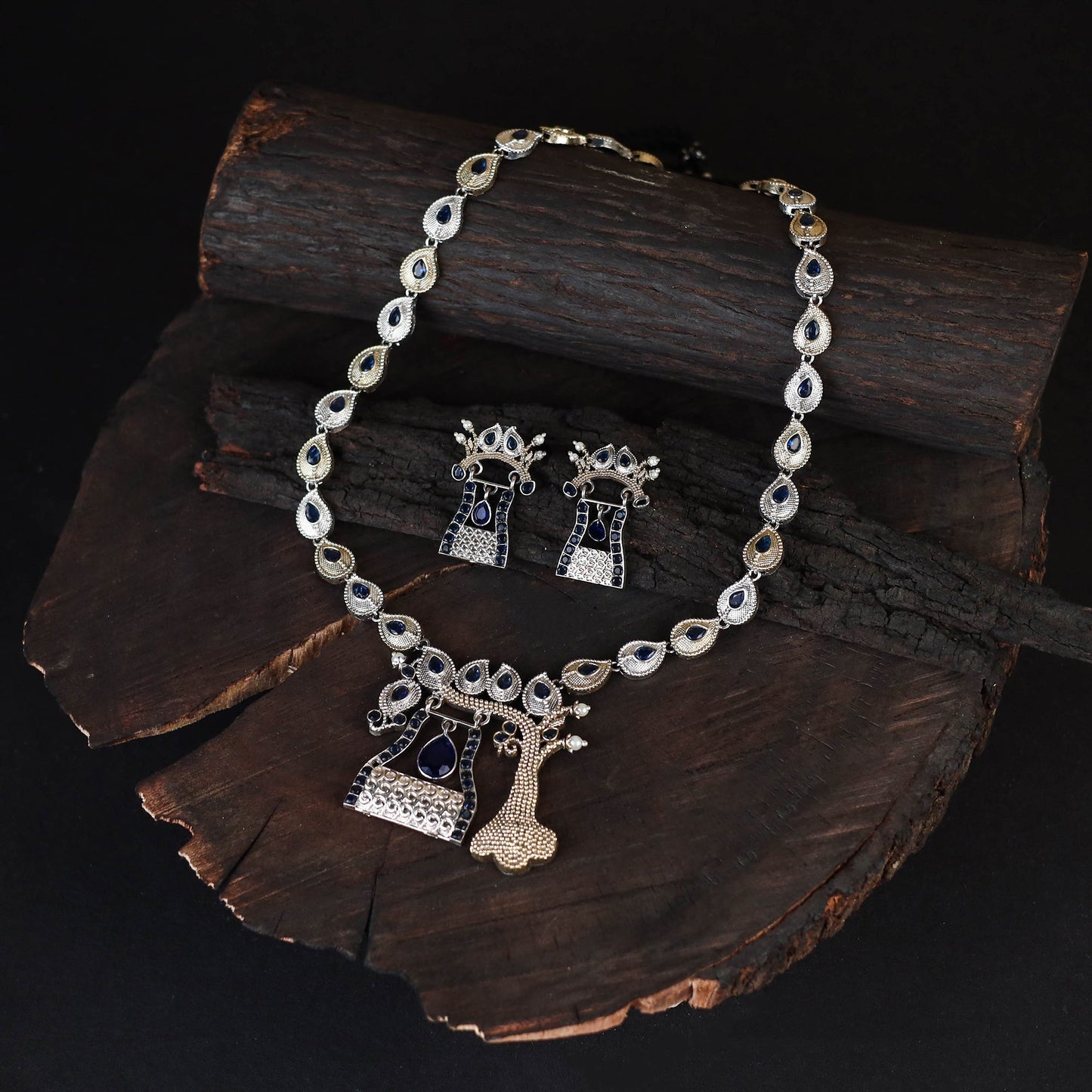 Saanjh Saaj Classic German Silver Necklace Set