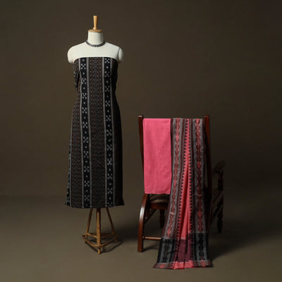 Sambalpuri ikat cotton 3pc unstitched dress material suit