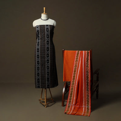 Sambalpuri ikat cotton 3pc unstitched dress material suit