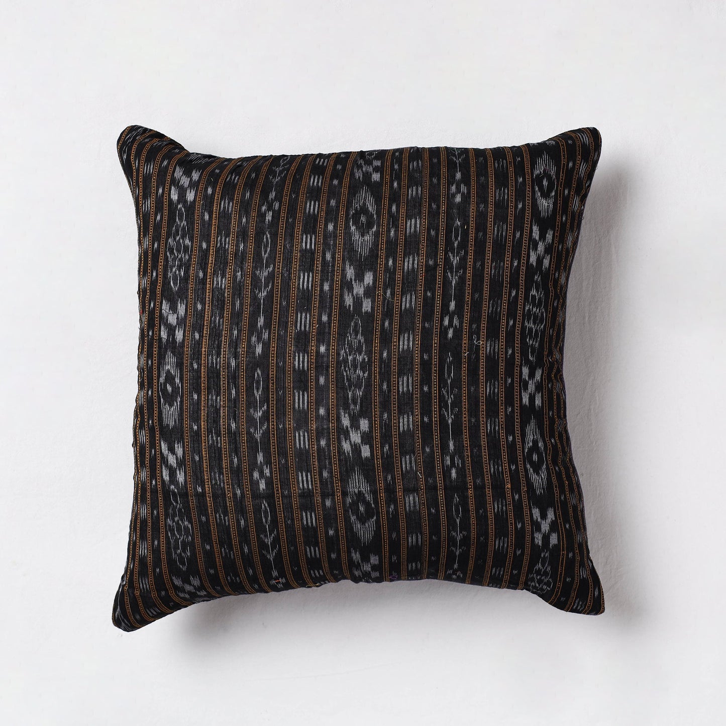 Buy Black Sambalpuri Ikat Cotton Cushion Cover