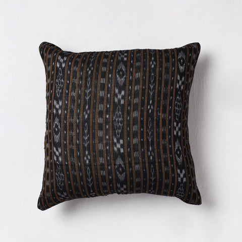 Buy Black Sambalpuri Ikat Cotton Cushion Cover