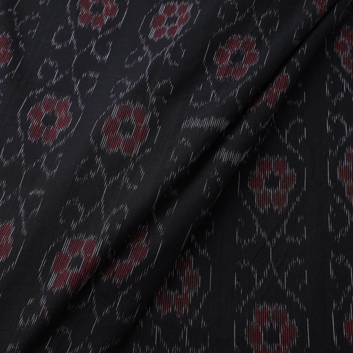 Black Sambalpuri Ikat Cotton Fabric