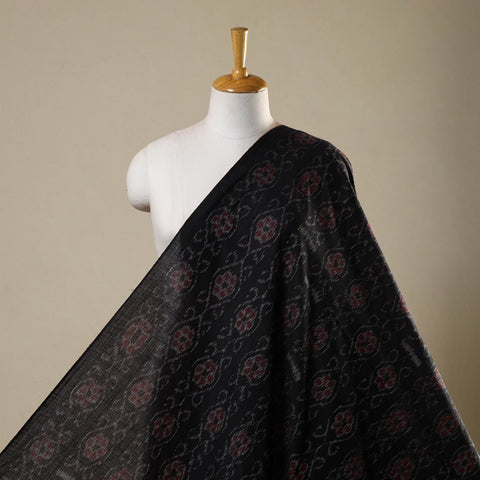 Black Sambalpuri Ikat Cotton Fabric