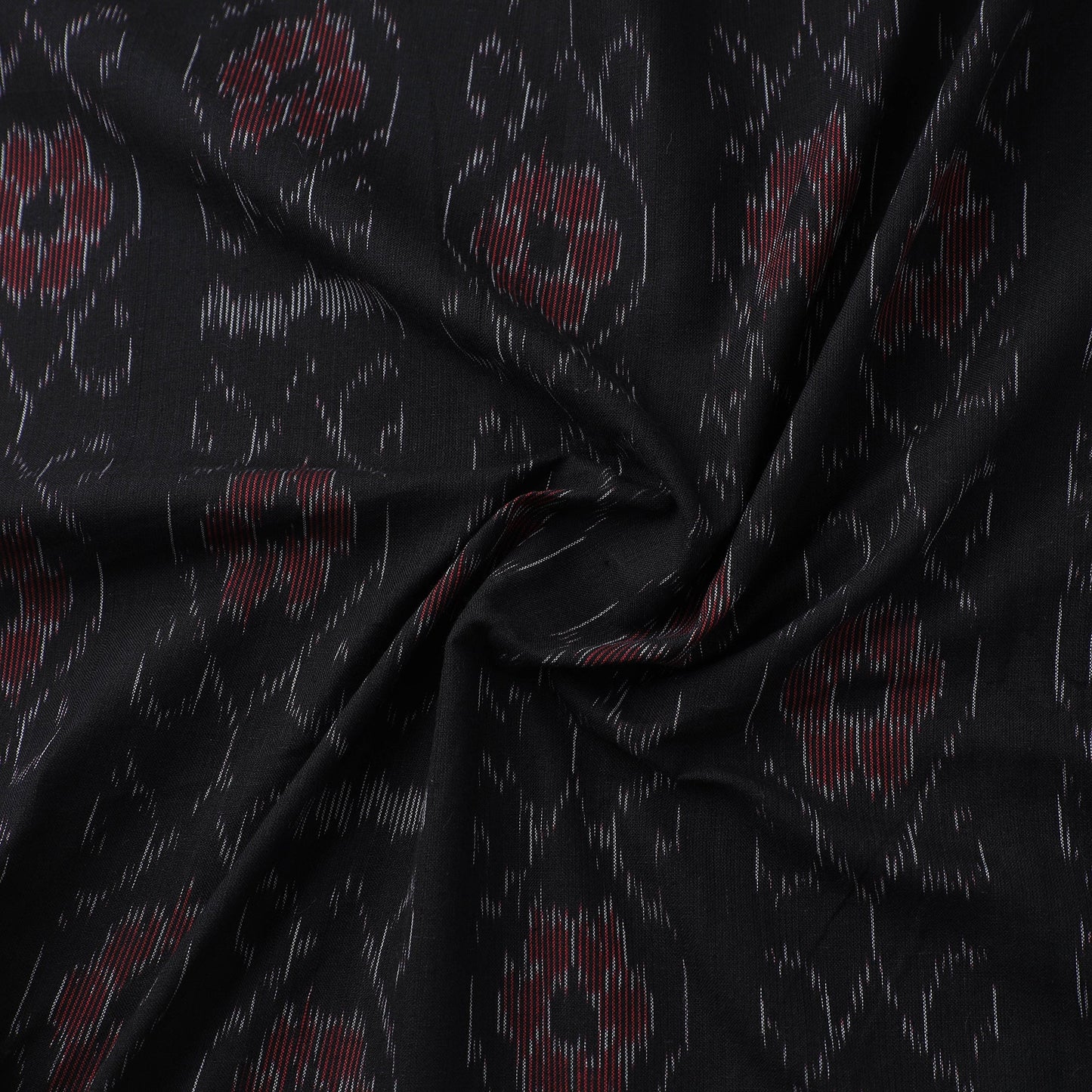 Black Sambalpuri Ikat Cotton Fabric