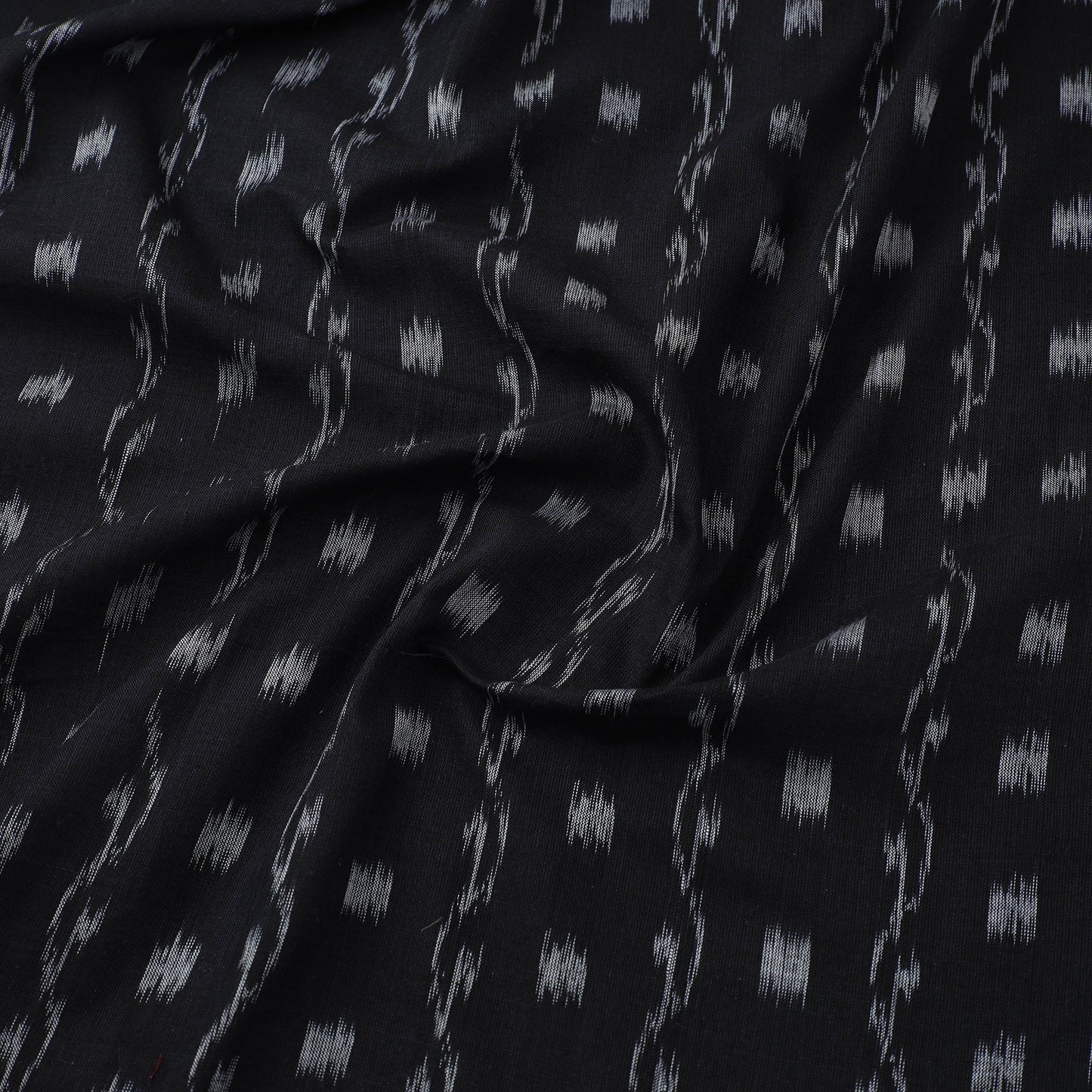 Black Sambalpuri Ikat Cotton Fabric