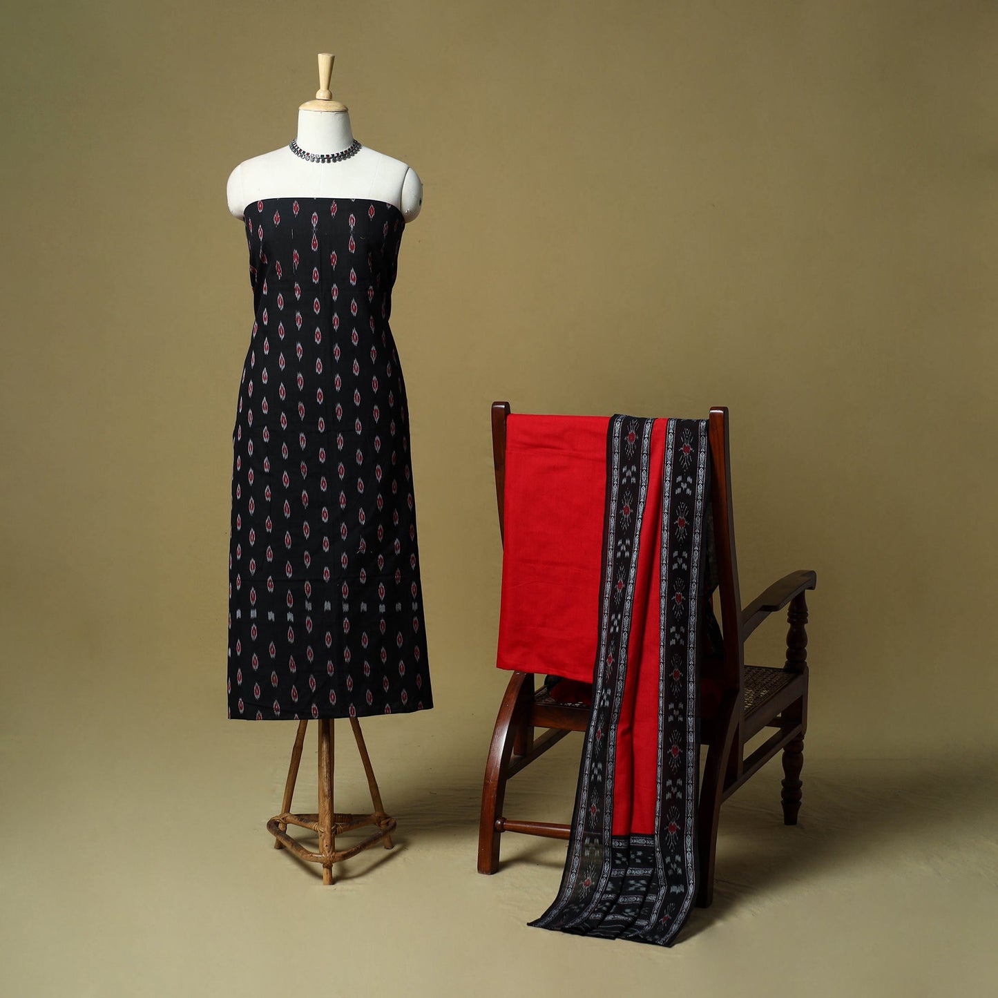 Sambalpuri ikat handloom cotton 3pc unstitched dress