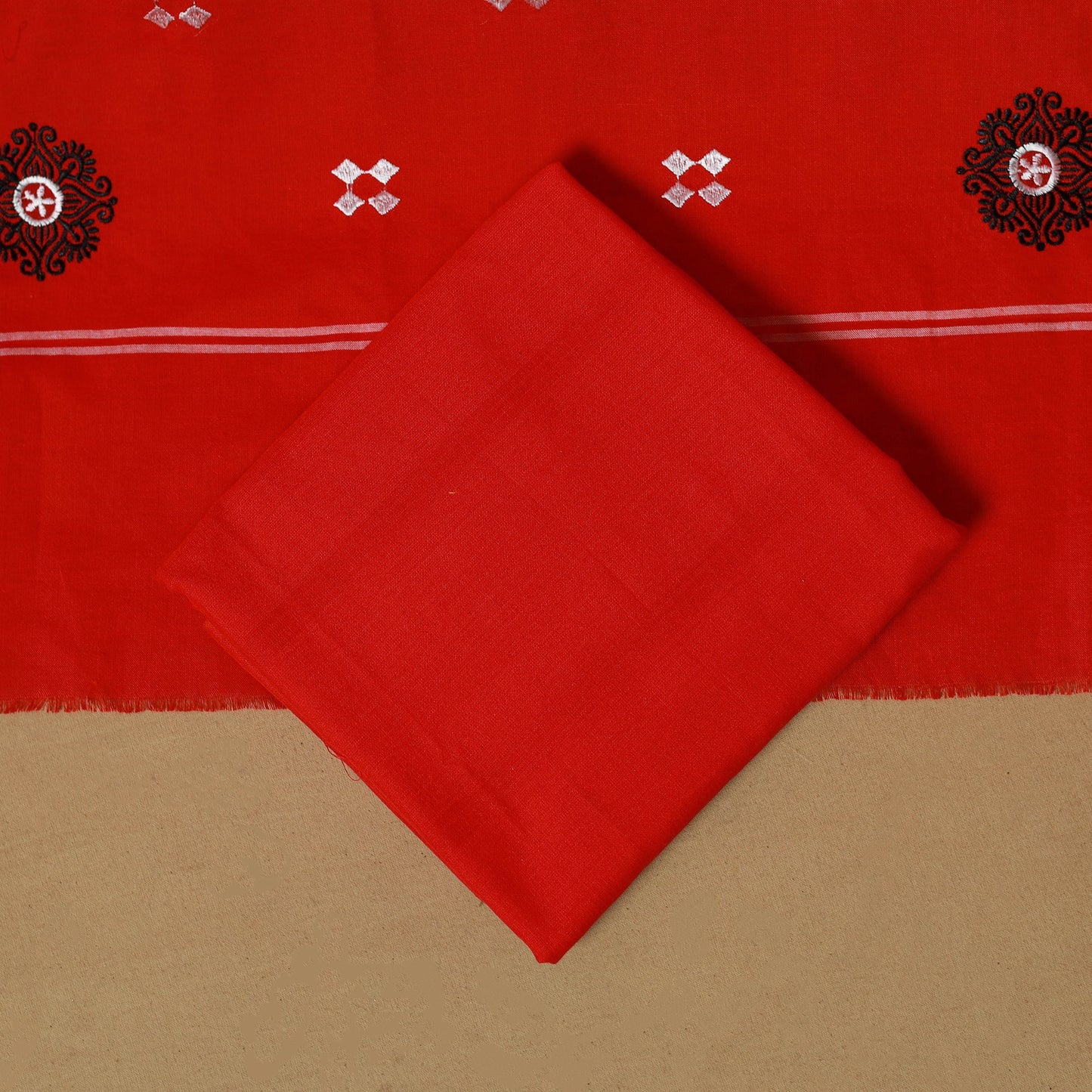 Black - sambalpuri ikat handloom cotton 3pc unstitched