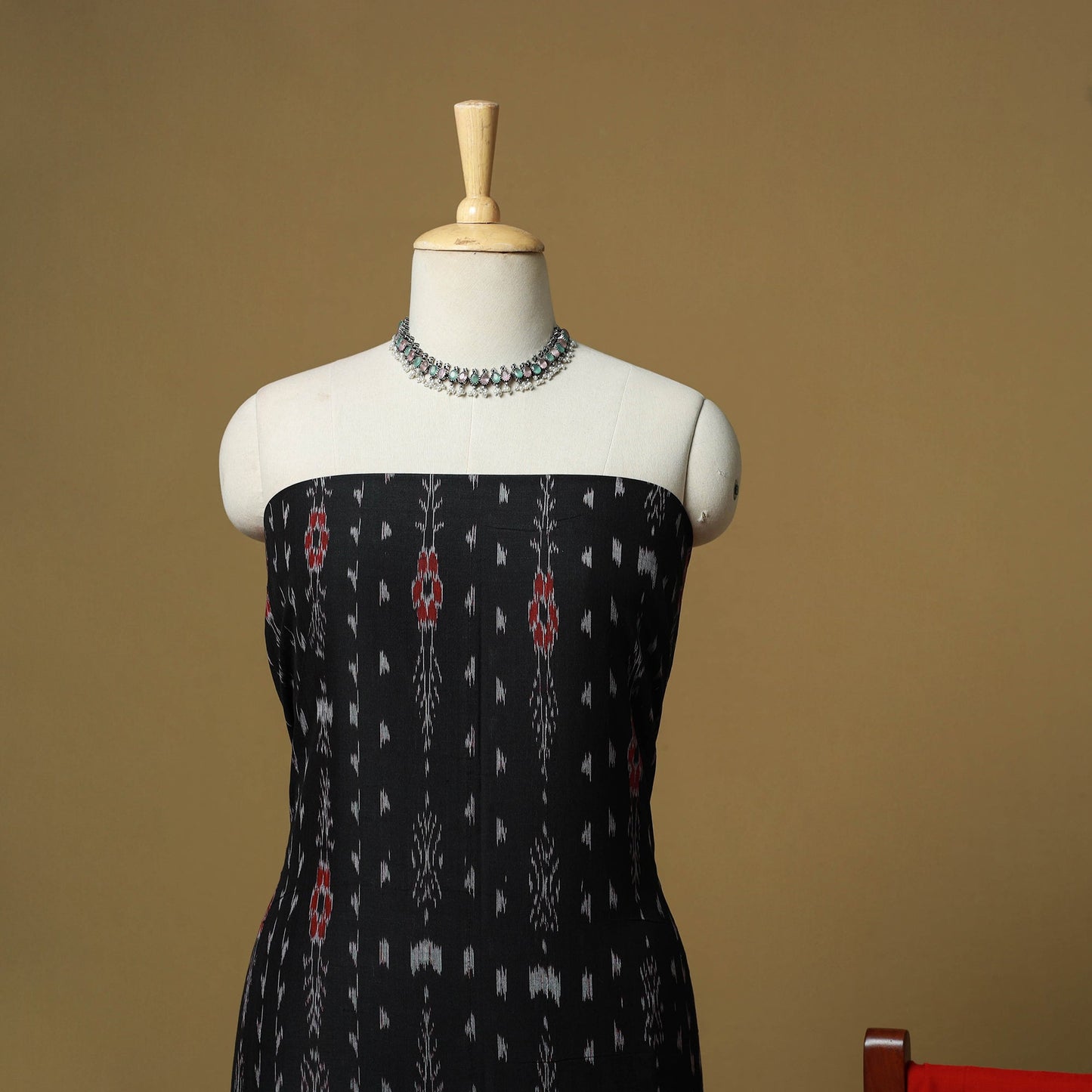 Black - sambalpuri ikat handloom cotton 3pc unstitched