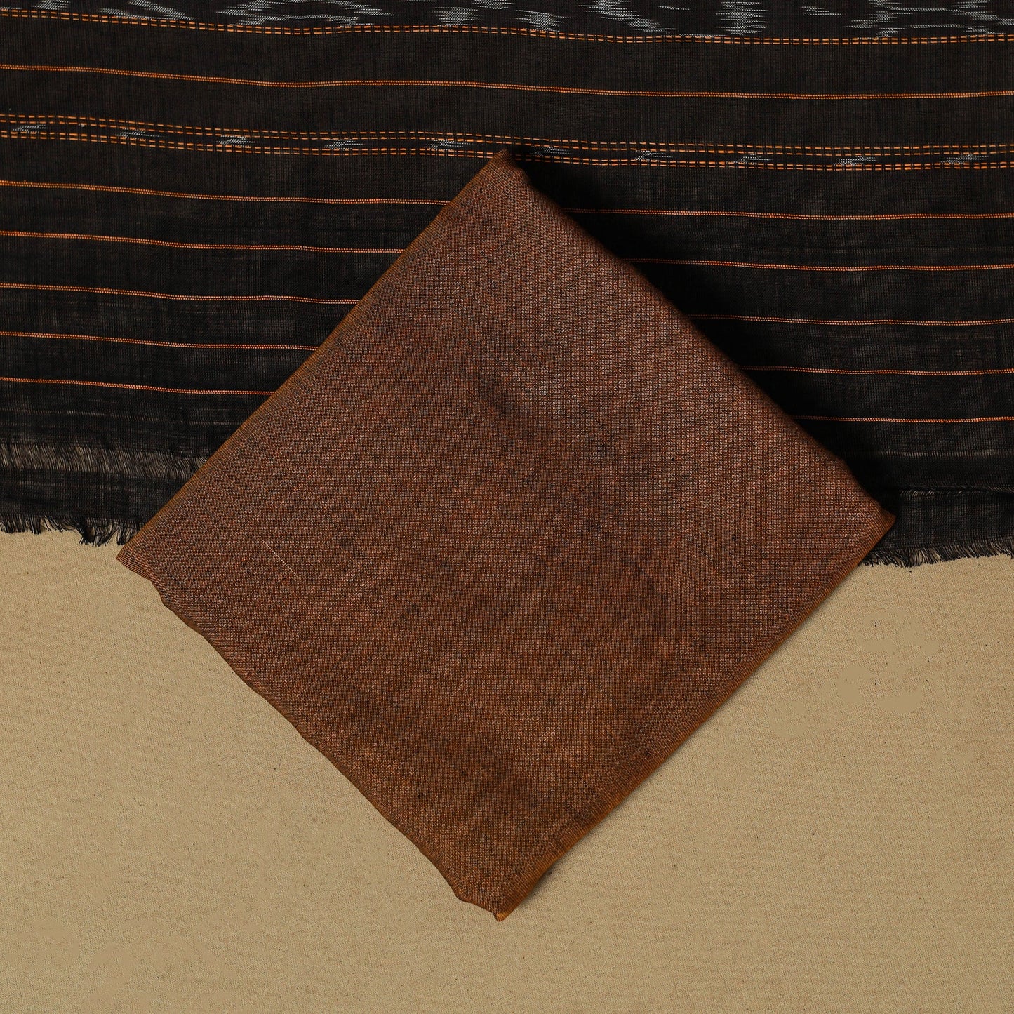 Black - sambalpuri ikat handloom cotton 3pc unstitched