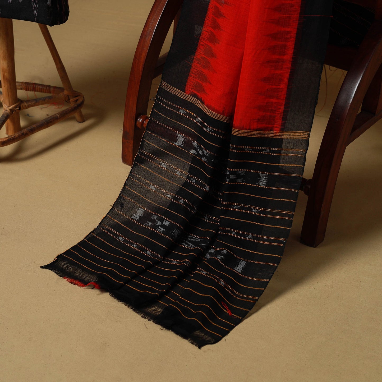 Black - sambalpuri ikat handloom cotton 3pc unstitched