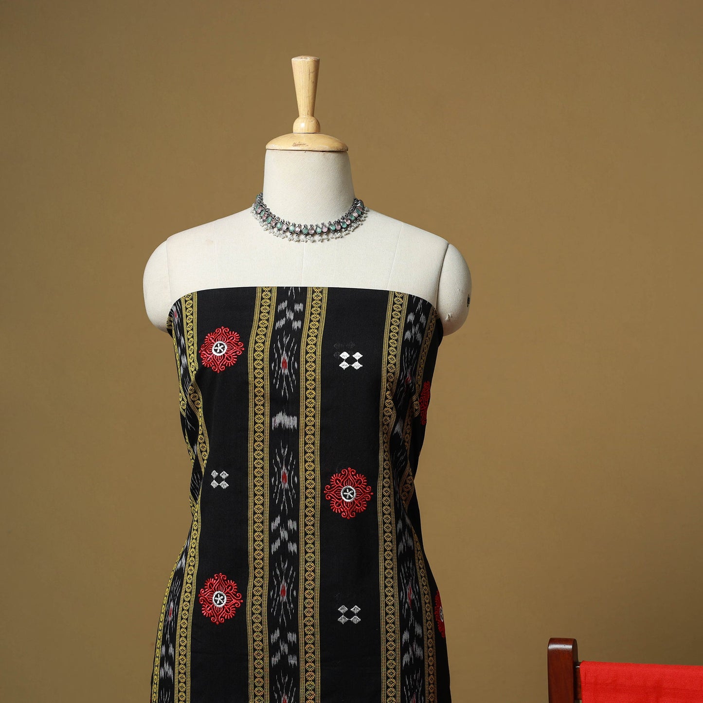 Black - sambalpuri ikat handloom cotton 3pc unstitched