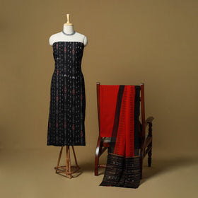 Black - sambalpuri ikat handloom cotton 3pc unstitched