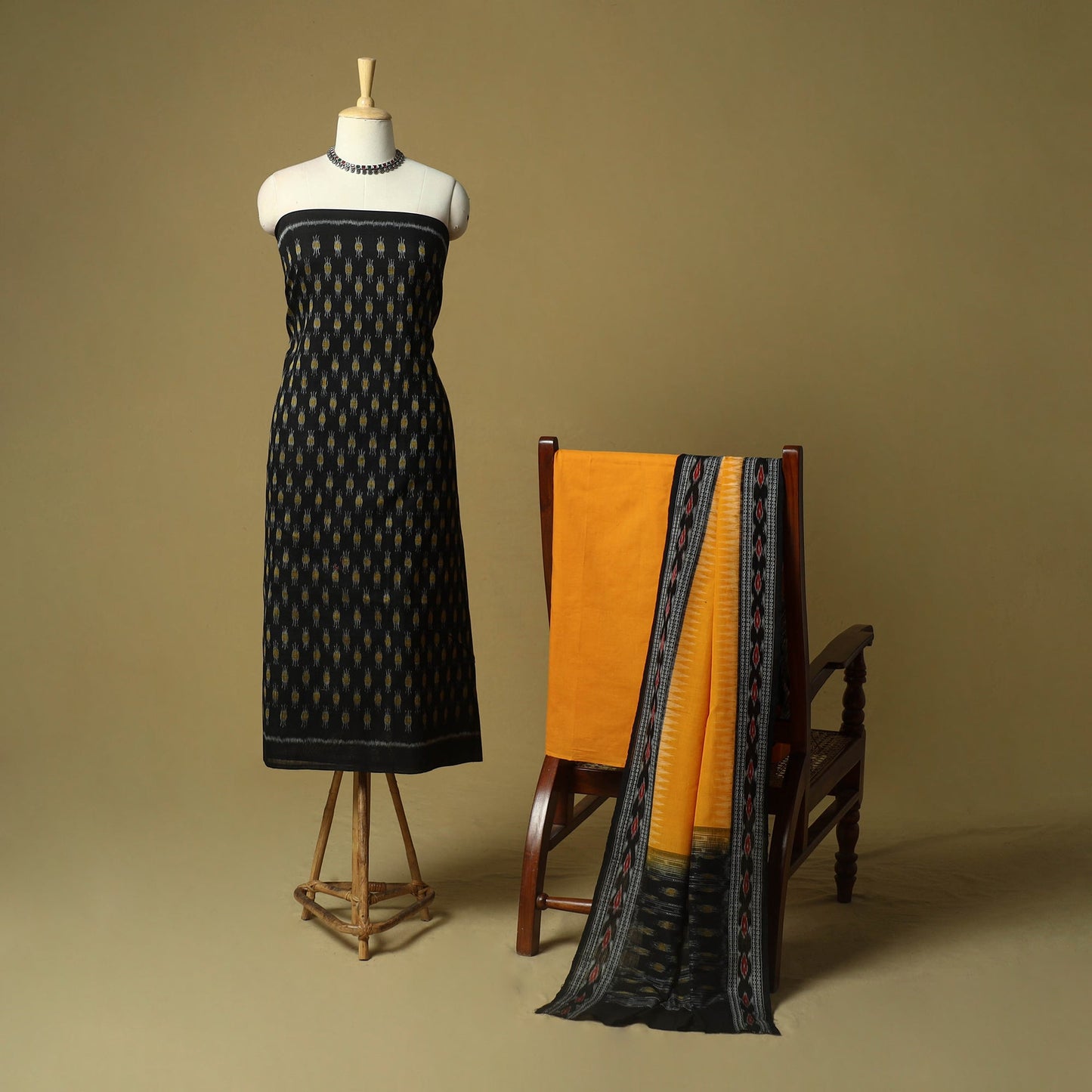Sambalpuri ikat handloom cotton 3pc unstitched dress
