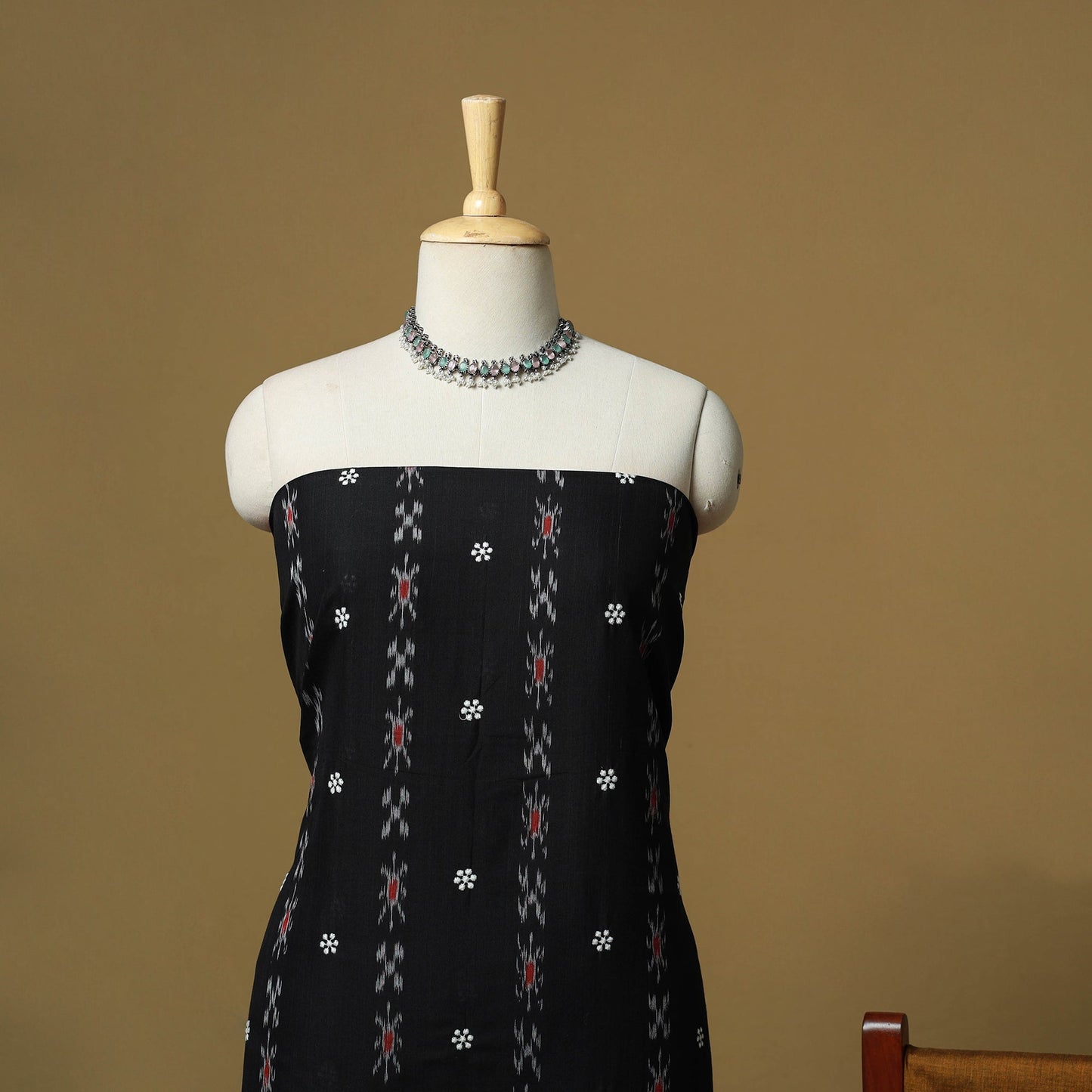 Black - sambalpuri ikat handloom cotton 3pc unstitched