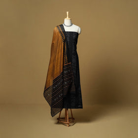 Black - sambalpuri ikat handloom cotton 3pc unstitched