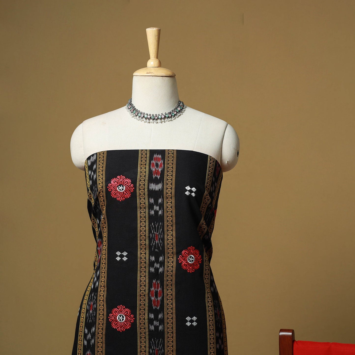 Black - sambalpuri ikat handloom cotton 3pc unstitched