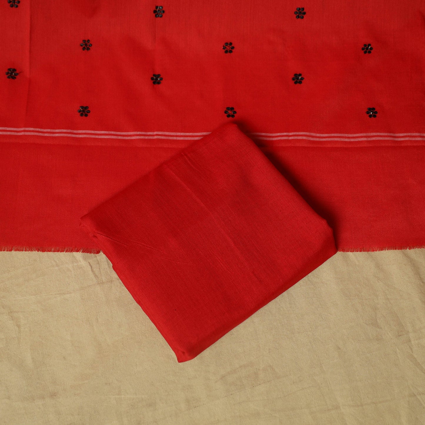 Sambalpuri ikat handloom embroidered cotton 3pc unstitched