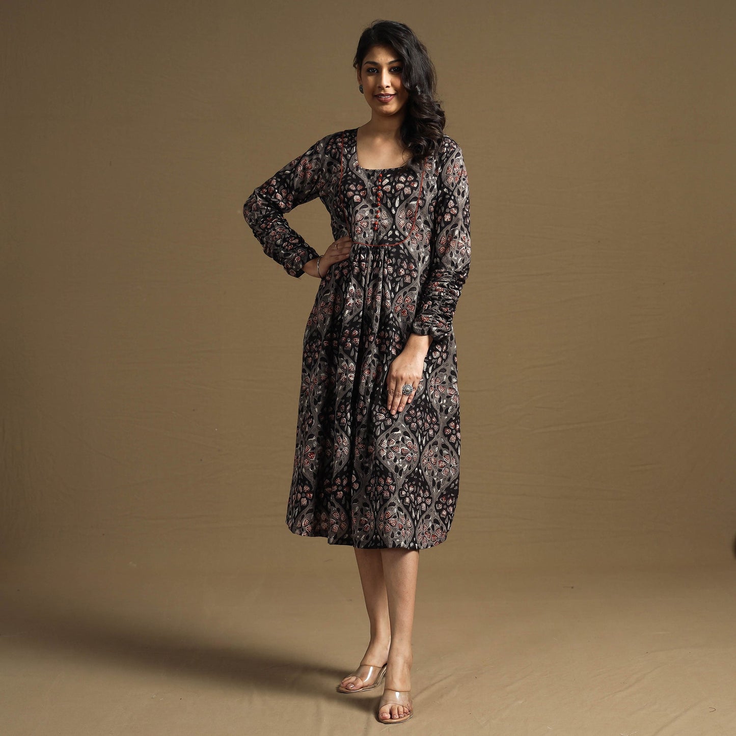 Buy Sanganeri Block Printed Cotton Flared Dress Online at iTokri.com