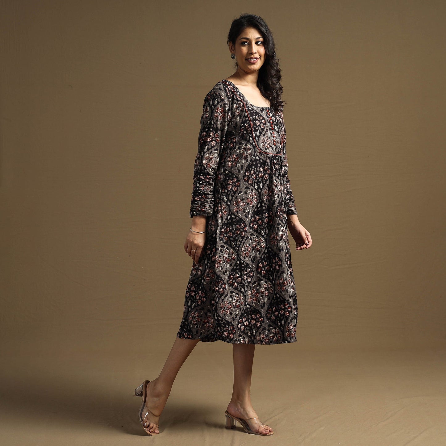 Buy Sanganeri Block Printed Cotton Flared Dress Online at iTokri.com