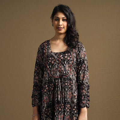 Buy Sanganeri Block Printed Cotton Flared Dress Online at iTokri.com