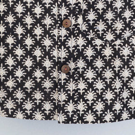 Black Sanganeri Block Printed Cotton Half-Sleeve Kids Shirt