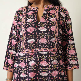 Buy Sanganeri Block Printed Cotton Kurta with Palazzo & Dupatta Set 16 Online at iTokri.com