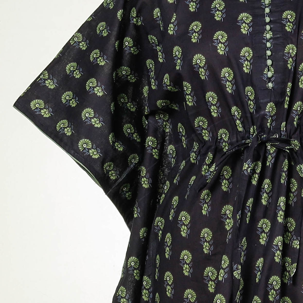  Sanganeri Block Printing Cotton Kaftan with Tie-Up Waist Online at iTokri.com