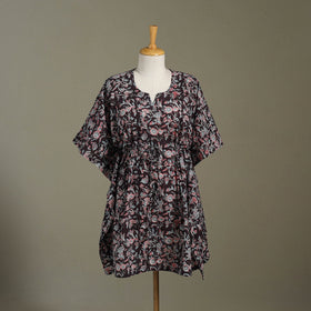 Black - sanganeri cotton kaftan (medium) 02 - handcrafted