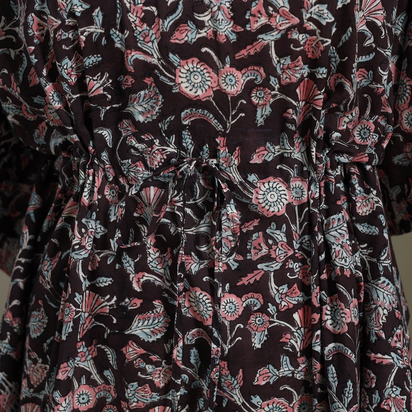 Black - sanganeri cotton kaftan (medium) 02 - handcrafted