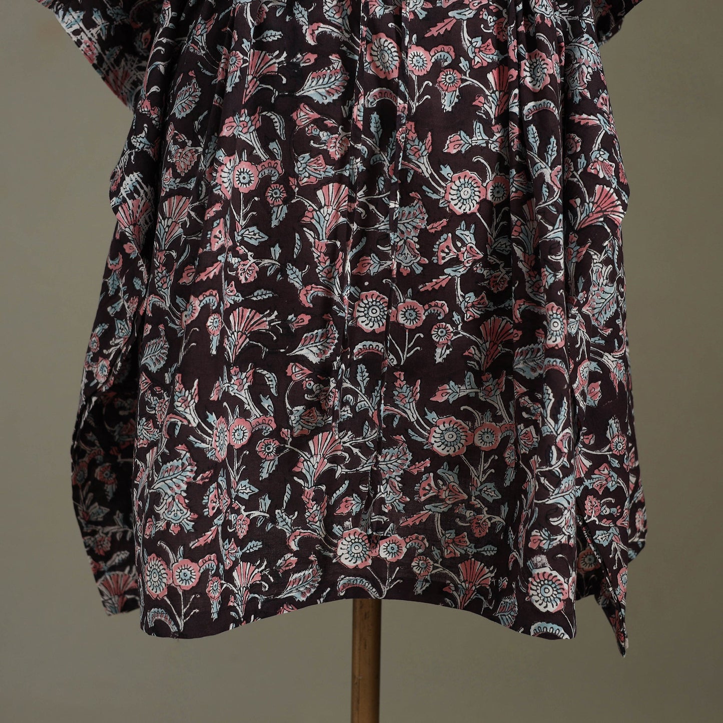 Black - sanganeri cotton kaftan (medium) 02 - handcrafted